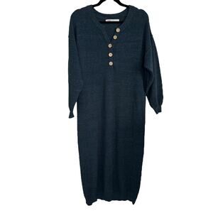 Free People Hailee Sweater Midi Dress Blue Cotton XS Long Sleeve Cotton